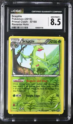 CGC 8.5 Sceptile 2015 Primal Clash 8/160 Reverse Holo Pokemon Card - Image 1