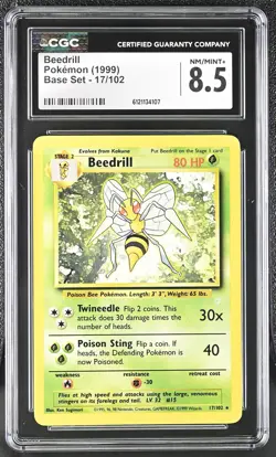 CGC 8.5 Beedrill 1999 Base Set 17/102 Pokemon Card - Image 1