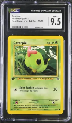 CGC 9.5 MINT+ Caterpie Neo Discovery 1st Edition 53/75 Pokemon Card - Image 1