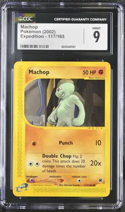 CGC 9 MINT Machop 2002 Expedition 117/165 Pokemon Card - Image 1