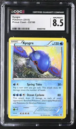 CGC 8.5 Kyogre 2015 Primal Clash 53/160 Pokemon Card - Image 1