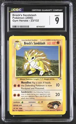 CGC 9 MINT Brock's Sandslash 2000 Gym Heroes 23/132 Pokemon Card - Image 1