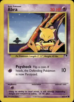 Abra Common Legendary Collection 067/110 Psychic Normal Pokemon Card - Image 1