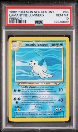 Carte Pokemon Lamantine lumineux 45/105 PSA 10 Neo Destiny FR ! - Image 1