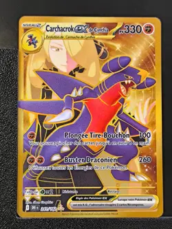 Carte Pokemon Carchacrok EX De Cynthia 241/182 Gold EV10 Rivalites Destinees DRI - Image 2