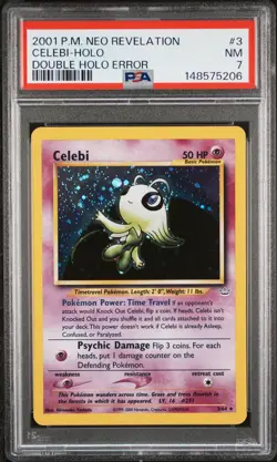 2001 POKEMON NEO REVELATION DOUBLE HOLO ERR #3 CELEBI-HOLO PSA 7 - Image 1