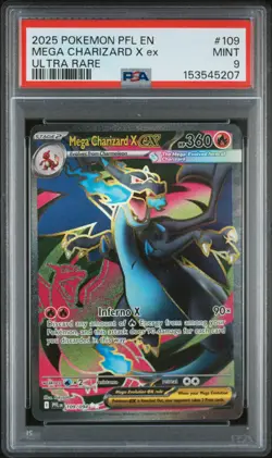 2025 POKEMON PEL EN MEGA CHARIZARD X EX ULTRA RARE 109/094 PSA9 - Image 1