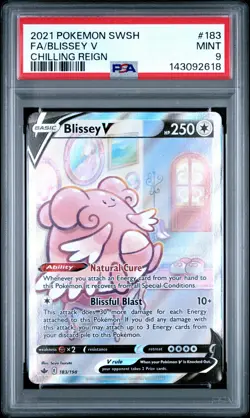 2021 POKEMON SWORD & SHIELD CHILLING REIGN #183 FULL ART/BLISSEY V PSA 9 - Image 1