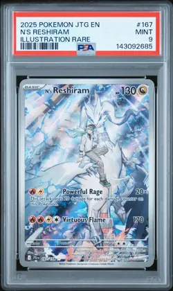 2025 POKEMON JTG EN-JOURNEY TOGETHER ILLUSTRATION RARE #167 N'S RESHIRAM PSA 9 - Image 1