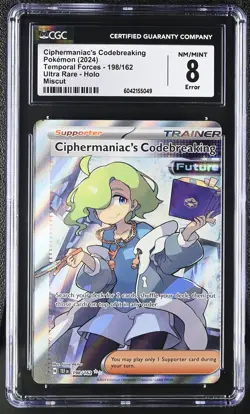 2024 Pokemon Temporal Forces Ciphiermaniac’s Codebreaking – CGC 8 – Miscut Error - Image 1