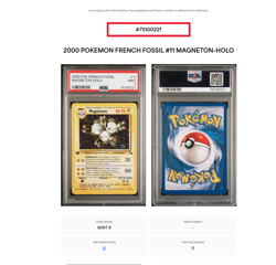 Carte Pokemon Magneton 11/62 PSA 9 Edition 1 POP 6 Fossile Wizards FR - Image 3