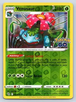 VENUSAUR 003/078 RARE POKEMON GO POKEMON REVERSE HOLO MP - Image 1