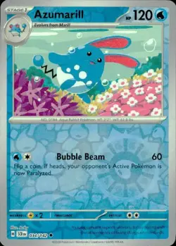 Azumarill 34/142 Uncommon Stellar Crown Pokemon Reverse Holo NM - Image 1