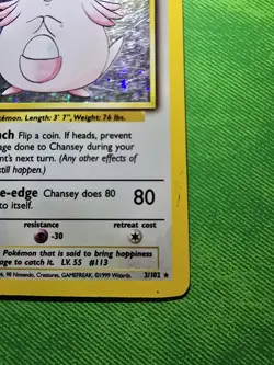 1999 POKEMON TCG BASE SET 3/102 CHANSEY UNLIMITED HOLO RARE [HP] - Image 5