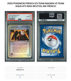 Carte Pokemon Max 73/95 Reverse PSA 10 POP 2 !! EX Tatm Team Aqua Team Magma FR - Image 3