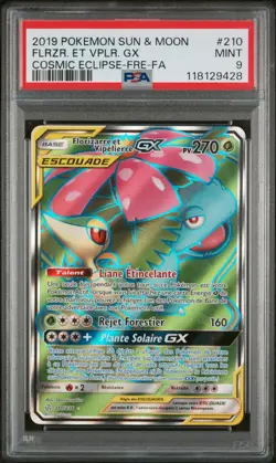 Carte Pokemon Florizarre et Vipelierre GX 210/236 PSA 9 Eclipse Cosmique NEUVE - Image 1