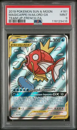 Carte Pokemon Magicarpe et Wailord GX 161/181 PSA 9 Duo De Choc Soleil Lune FR - Image 1