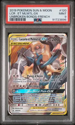 Carte Pokemon Lucario et Melmetal GX 120/214 PSA 9 Alliance Infaillible SL10 - Image 1