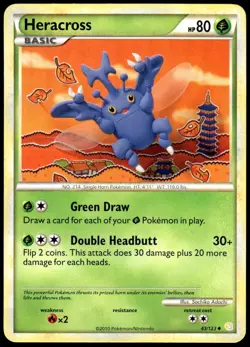Heracross 43/123 Uncommon HeartGold & SoulSilver Pokemon LP - Image 1