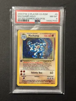 PSA 8 💎 MACHAMP 1ST EDITION HOLO - 2000 POKEMON 2 PLAYER CD-ROM PROMO VINTAGE - Image 1