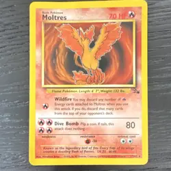 Pokemon TCG Moltres Fossil Basic 70 HP English Rare 27/62 Regular Unlimited - Image 1