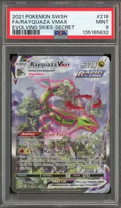 2021 Pokemon SWSH FA Rayquaza Evolving Skies Secret #218 PSA 9 MINT - Image 1