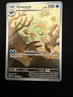 Pokemon TCG Scarlet & Violet 151 Omanyte 180/165 Holo Illustration Rare NM - Image 1