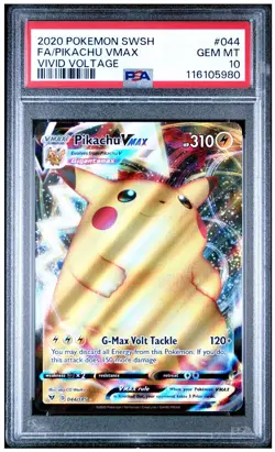 2020 Pokemon TCG SWSH Vivid Voltage Pikachu VMAX Full Art 044/185 PSA 10 - Image 1