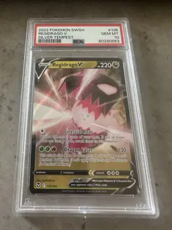 2022 Pokemon SWSH Regidrago V Silver Tempest PSA 10, #135 - Image 1
