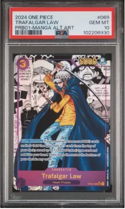 Trafalgar Law OP05-069 Manga English Alternate Art Foil PSA 10 One Piece CCG - Image 1