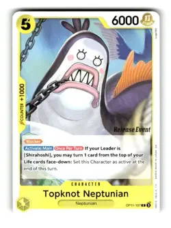 One Piece A Fist of Divine Speed Release Event Card Topknot Neptunian OP11-107 - Image 1