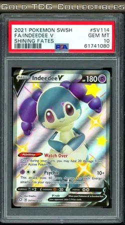 PSA 10 ⭐ Pokemon Indeedee V SV114 Shining Fates Shiny Full Art Graded Card - Image 1