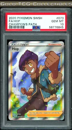 PSA 10 ⭐ Pokemon Hop 073 Champion's Path Full Art Trainer 2020 Graded Card - Image 1