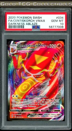PSA 10 ⭐ Pokemon Centiskorch 034 Darkness Ablaze Full Art Graded Card - Image 1
