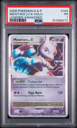 2008 POKEMON DIAMOND & PEARL LEGENDS AWAKENED #144 MEWTWO LV.X-HOLO PSA 1 - Image 1