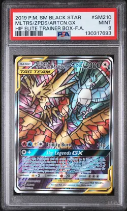 2019 POKEMON SM BLACK STAR PROMO FULL ART/MOLTRES & ZAPDOS & ARTICUNO GX PSA 9 - Image 1