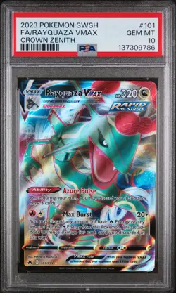 2023 POKEMON SWORD & SHIELD CROWN ZENITH #101 FULL ART/RAYQUAZA VMAX PSA 10 - Image 1