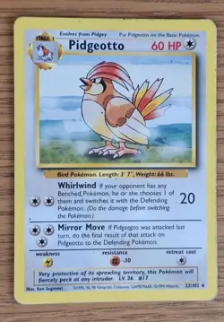Pokemon TCG Pidgeotto Base Set 22/102 Regular Unlimited Rare LP - Image 1