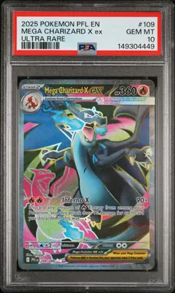 2025 Pokemon Phantasmal Flames MEGA CHARIZARD X ex #109 Ultra Rare PSA 10 Gem - Image 1