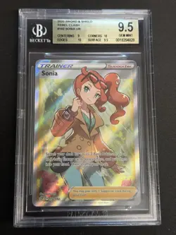 Pokemon TCG Sword & Shield Rebel Clash Sonia Trainer 192/192 Ultra Rare BGS 9.5 - Image 1