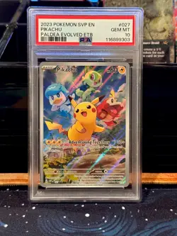 PSA 10 GEM MINT Pikachu Paldea Evolved ETB 027 SVP 2023 Black Star Promo Card - Image 1