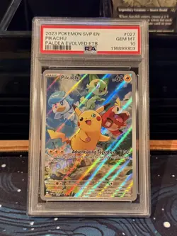 PSA 10 GEM MINT Pikachu Paldea Evolved ETB 027 SVP 2023 Black Star Promo Card - Image 3