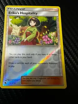 Erika's Hospitality 56/68 Reverse Holo Rare NM Hidden Fates Eng Pokemon TCG Card - Image 1
