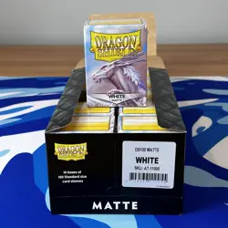 Matte White Case Display Dragon Shield Standard Size Sleeves - 10 Packs - Image 1