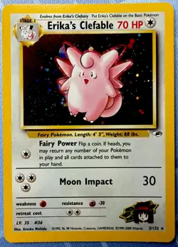 Erika's Clefable HOLO RARE 3/132 Gym Heroes VINTAGE 2000 Pokemon TCG - Image 1