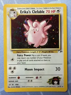 Erika's Clefable HOLO RARE 3/132 Gym Heroes VINTAGE 2000 Pokemon TCG - Image 2