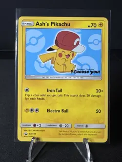 2017 Pokemon Ash’s Pikachu Black Star Promo SM113 - Image 1