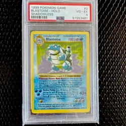 Pokemon Blastoise Base Set Shadowless Holo Rare #2/102 PSA 4 1999 English 100 HP - Image 1