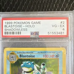 Pokemon Blastoise Base Set Shadowless Holo Rare #2/102 PSA 4 1999 English 100 HP - Image 2