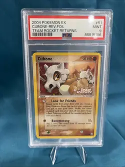 2004 POKEMON EX TEAM ROCKET RETURNS #51 CUBONE-REVERSE FOIL PSA 9 - Image 1